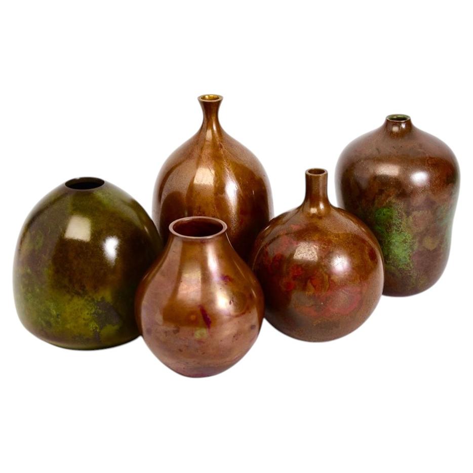 Early 20th Century, Showa, A Set of Japanese Bronze Vases with Artist Sign