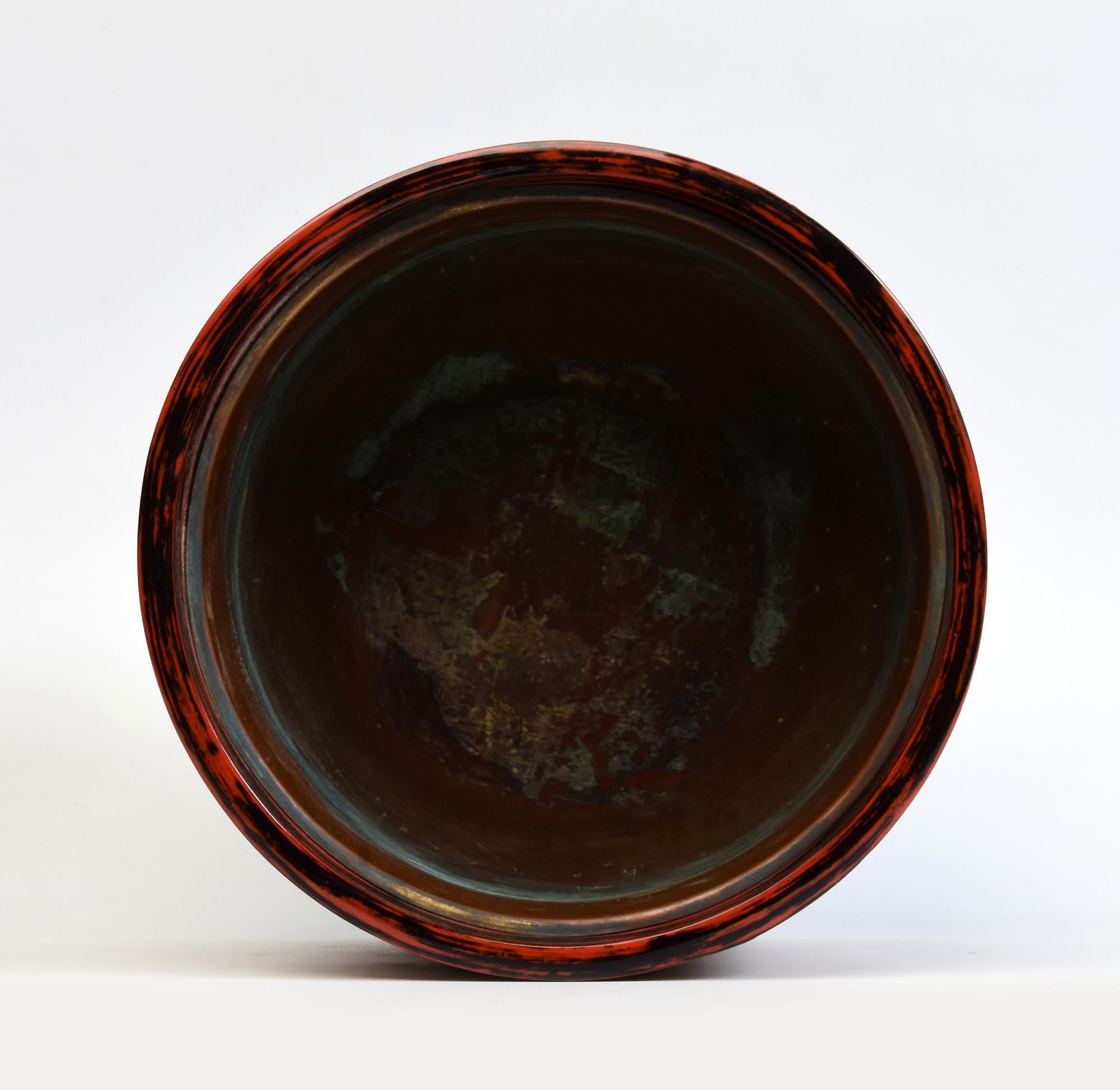 Early 20th Century, Showa, Antique Japanese Wooden Hand Painted Pot 'Hibachi' For Sale 11