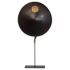 Early 20th Century, Showa, Japanese Bamboo Lacquered Hat with Stand