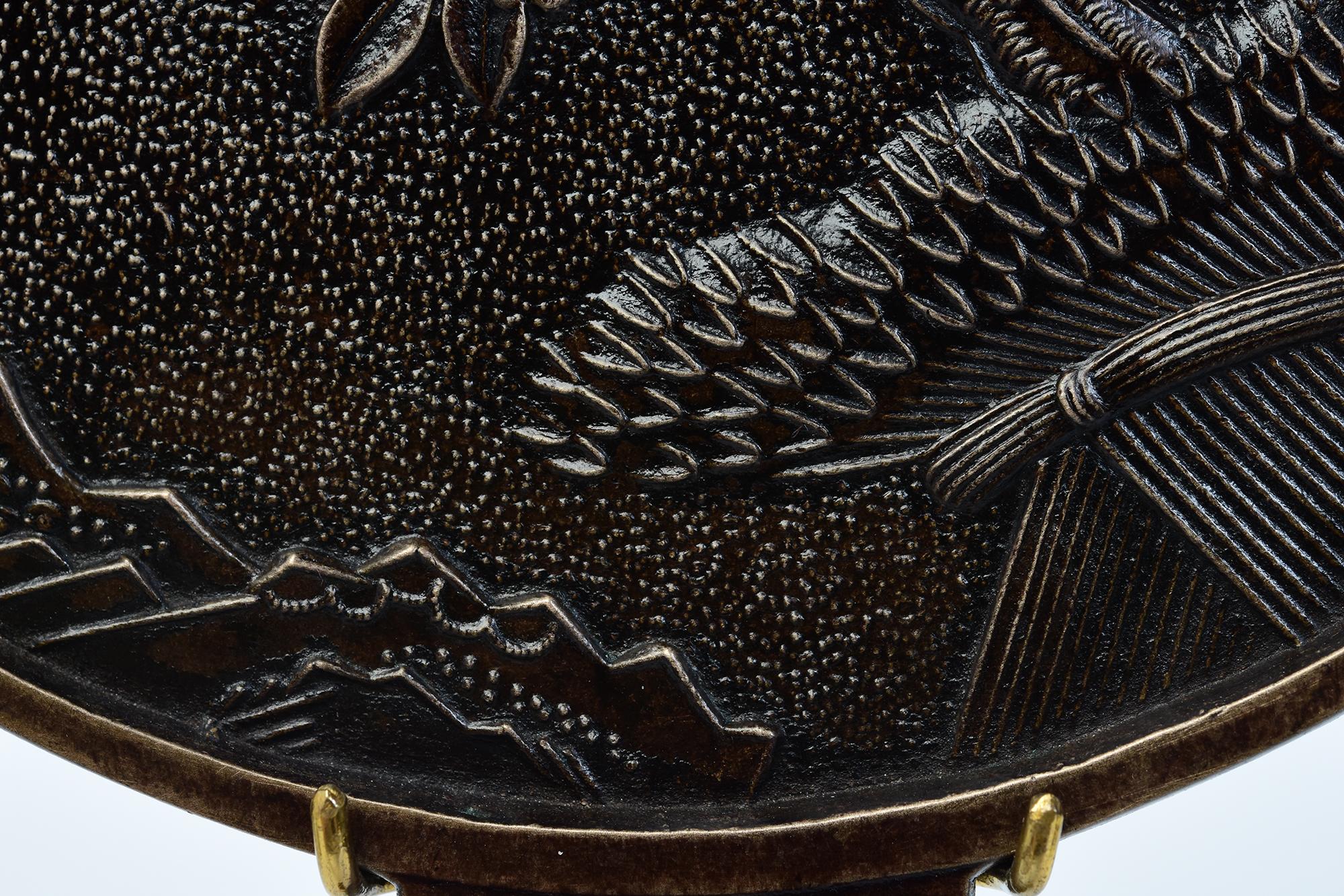 Early 20th Century, Showa, Japanese Bronze Mirror with Stand For Sale 3