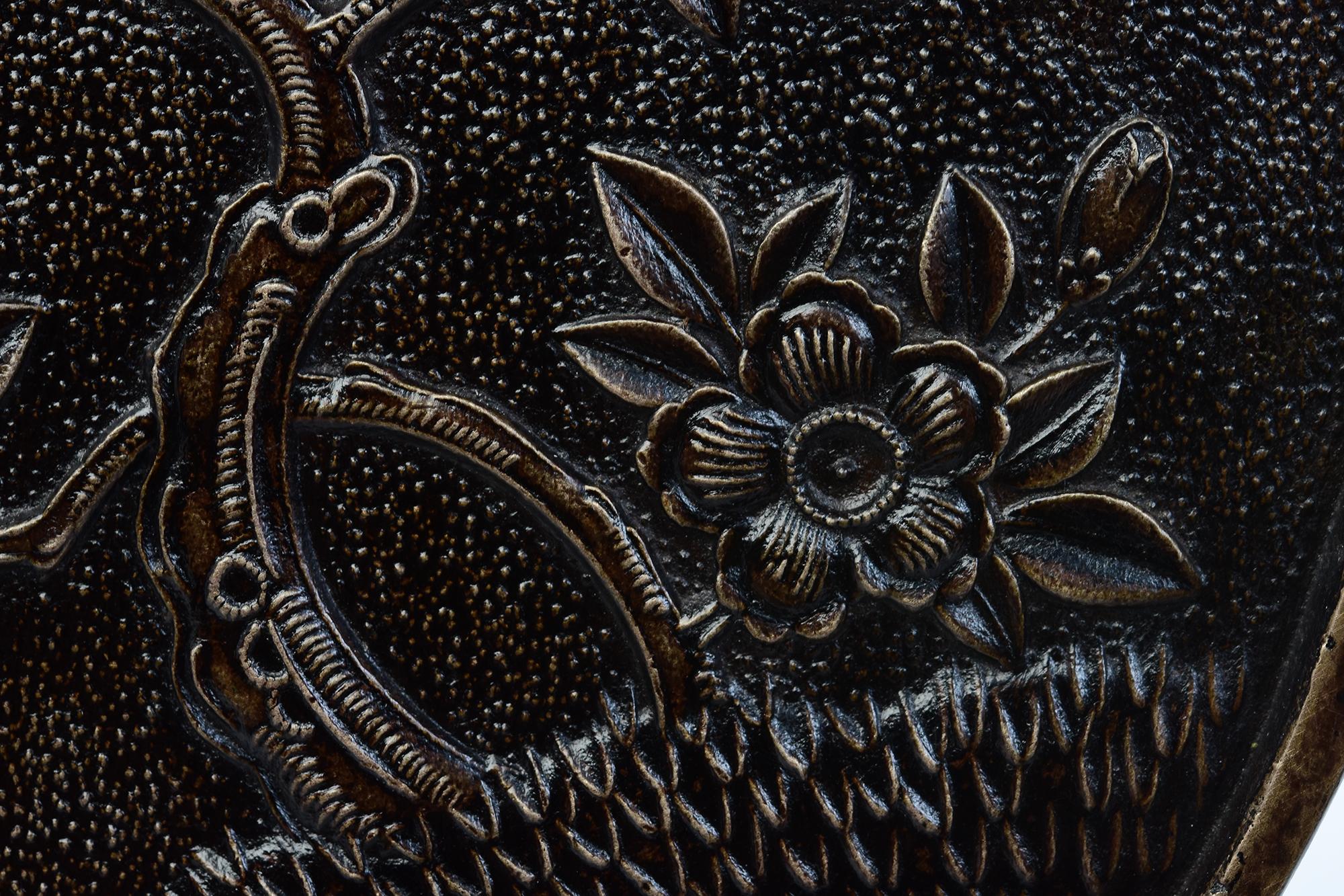 Early 20th Century, Showa, Japanese Bronze Mirror with Stand For Sale 5