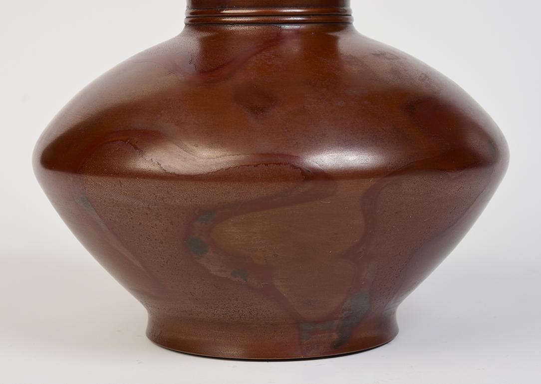 Hand-Carved Early 20th Century, Showa, Japanese Bronze Vase For Sale