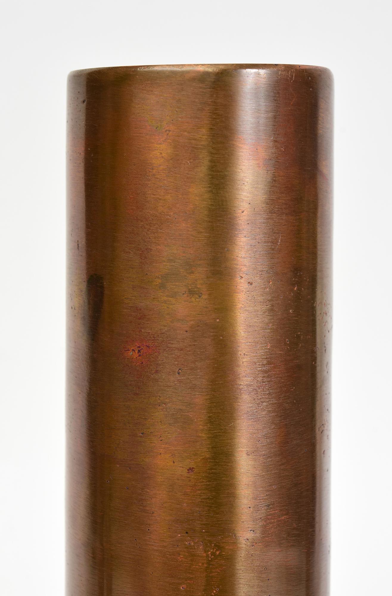 Metalwork Early 20th Century, Showa, Japanese Bronze Vase with Artist Sign For Sale
