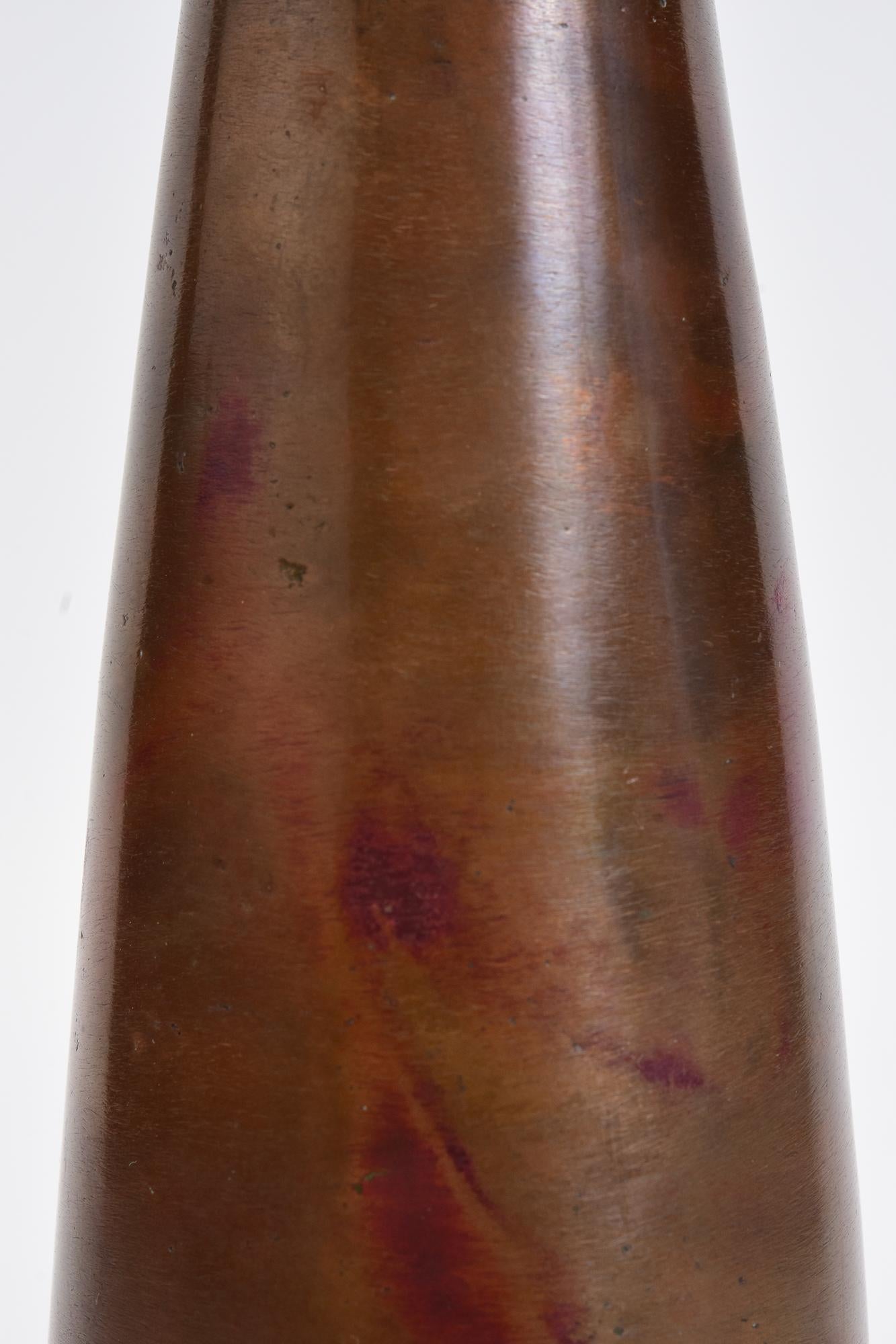 Metalwork Early 20th Century, Showa, Japanese Bronze Vase with Artist Sign For Sale