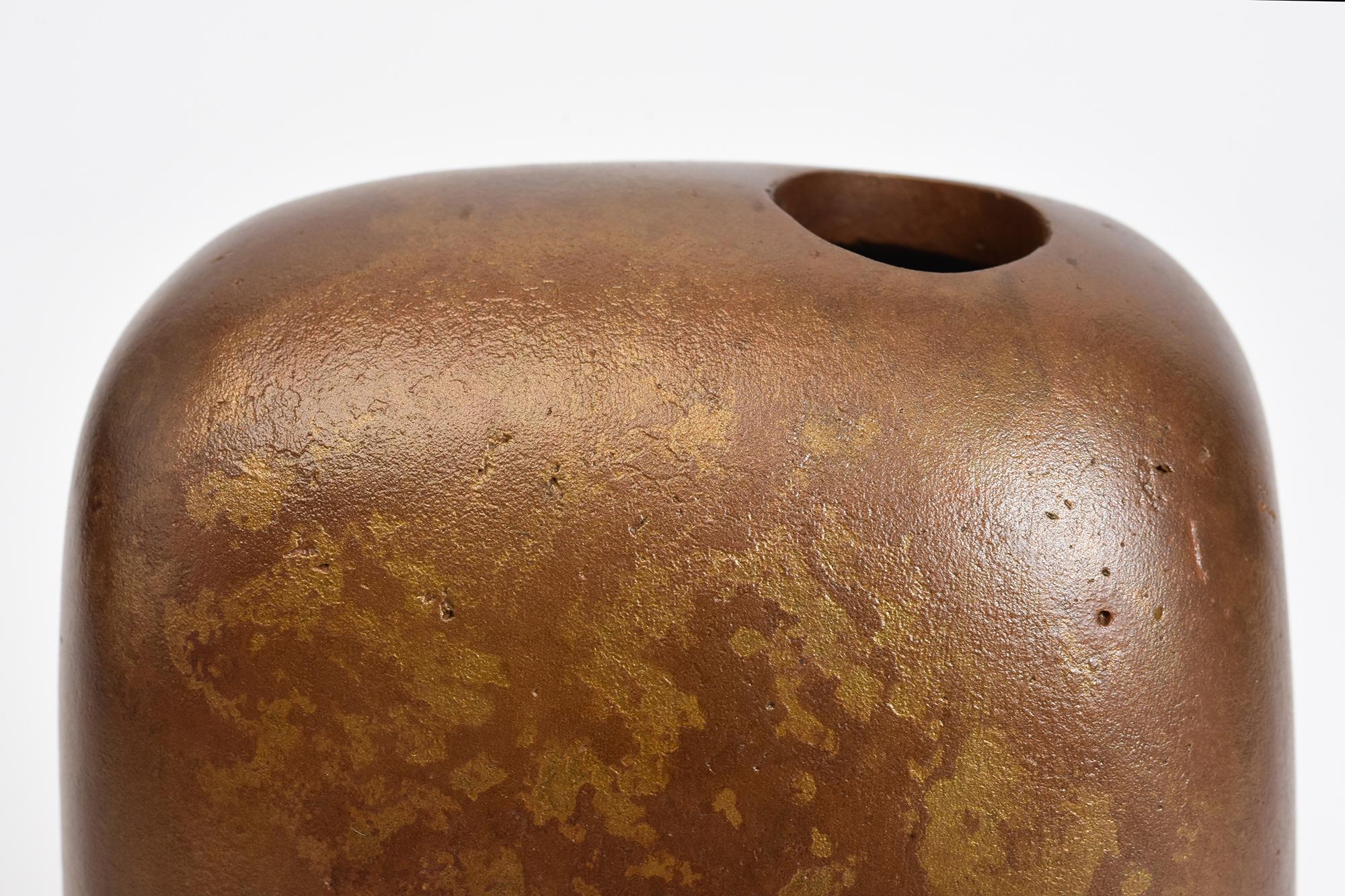 Metalwork Early 20th Century, Showa, Japanese Bronze Vase with Artist Sign For Sale