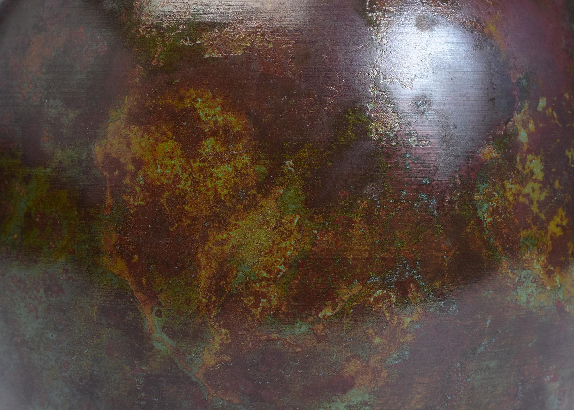 Metalwork Early 20th Century, Showa, Japanese Bronze Vase with Artist Sign For Sale