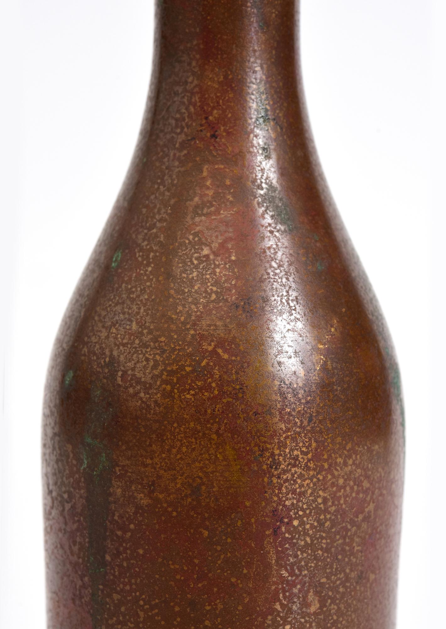 Metalwork Early 20th Century, Showa, Japanese Bronze Vase with Artist Sign For Sale