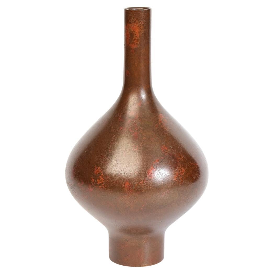 Début du 20e siècle, Showa, Vase en bronze japonais avec signe de l'artiste