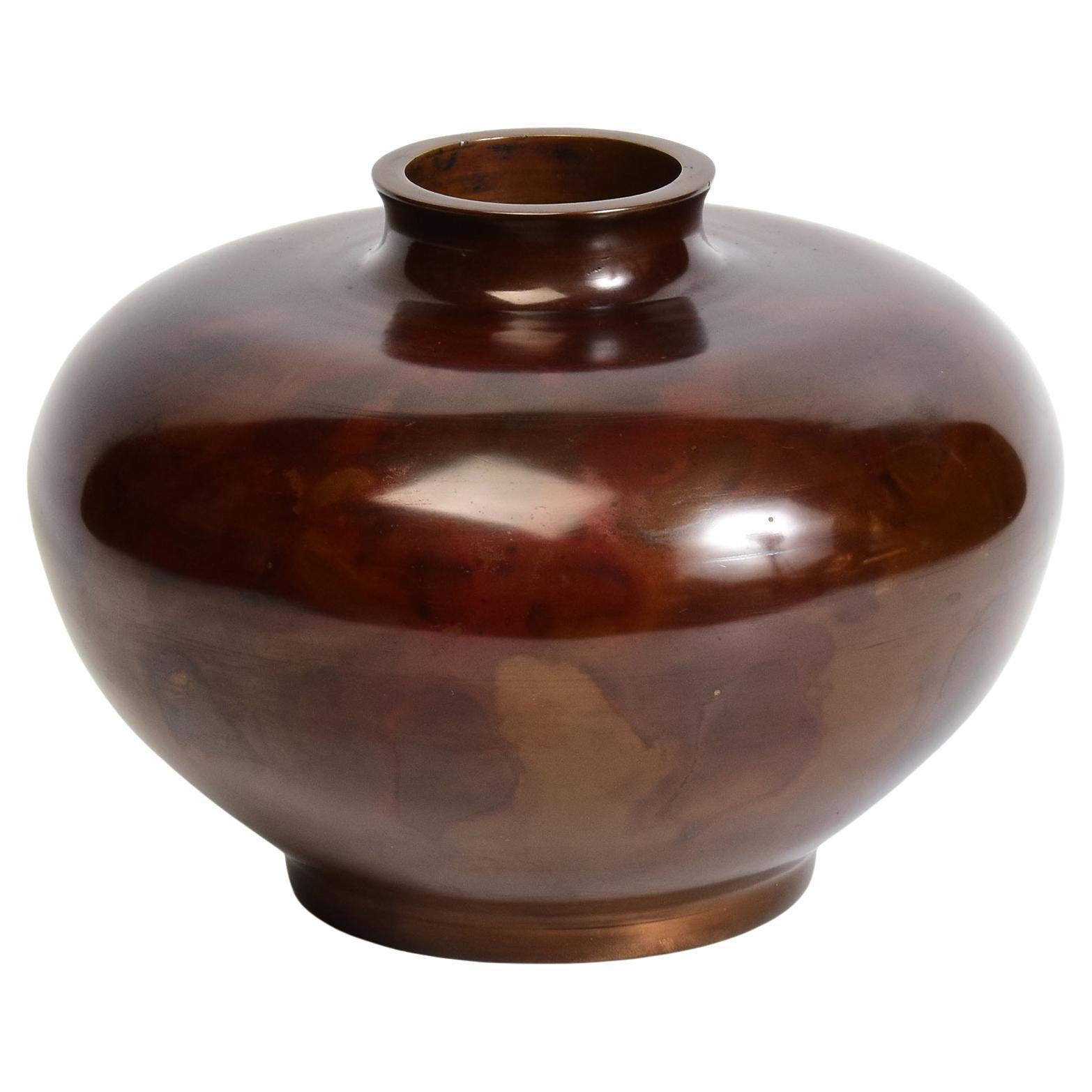 Early 20th Century, Showa, Japanese Bronze Vase with Artist Sign
