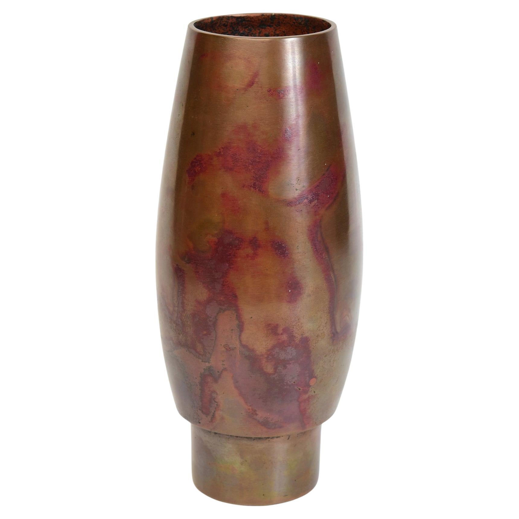 Early 20th Century, Showa, Japanese Bronze Vase with Artist Sign