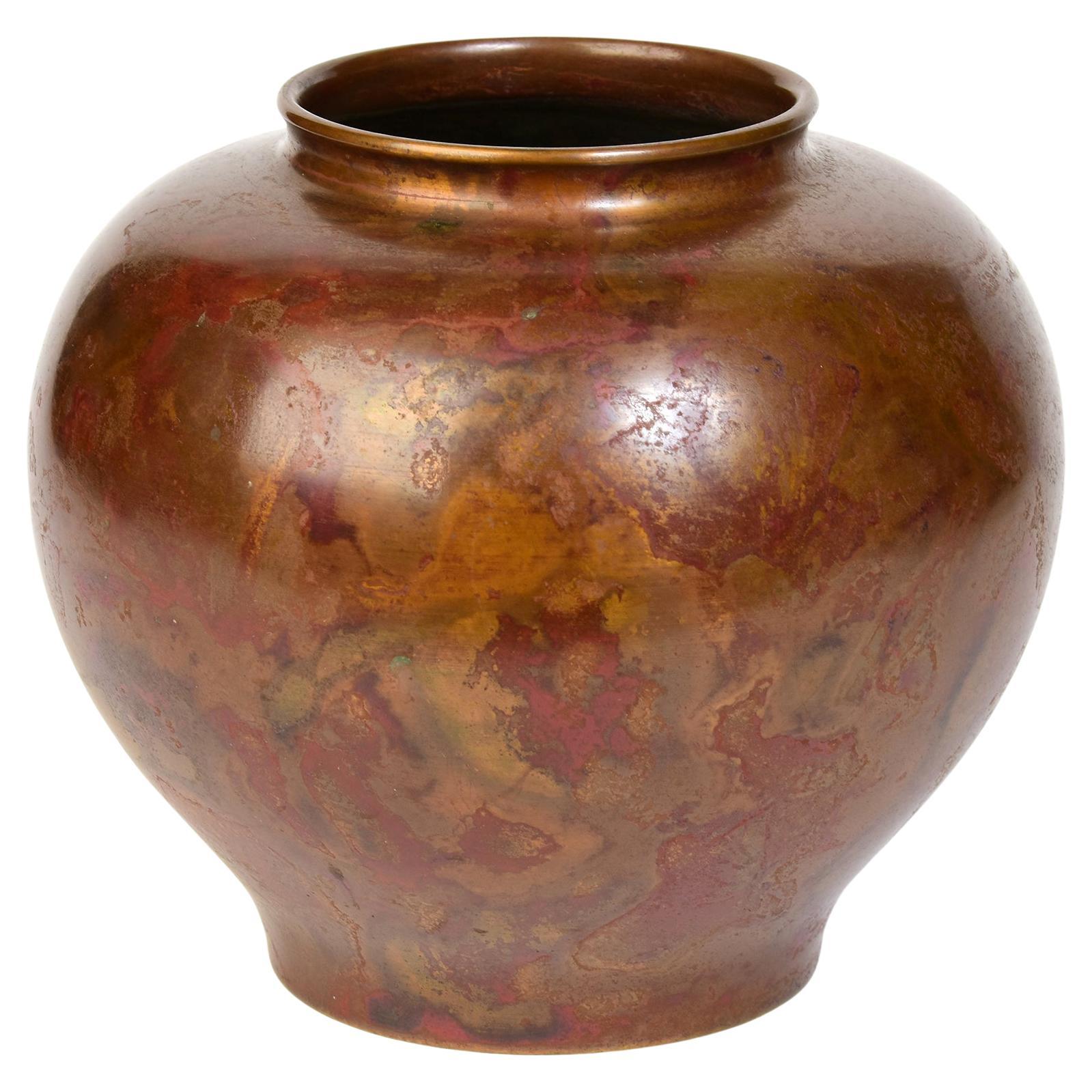 Early 20th Century, Showa, Japanese Bronze Vase with Artist Sign