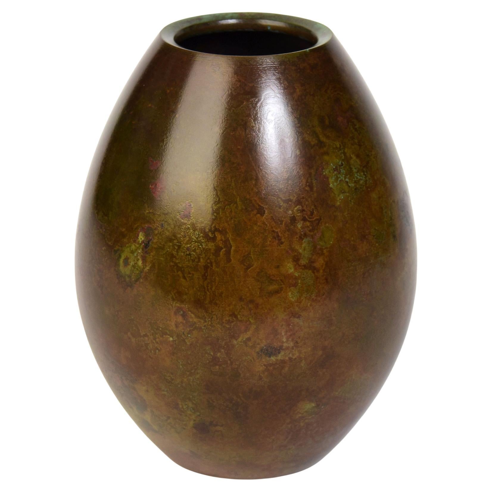 Early 20th Century, Showa, Japanese Bronze Vase with Artist Sign