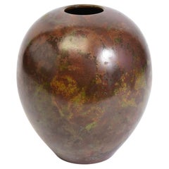 Early 20th Century, Showa, Japanese Bronze Vase with Artist Sign