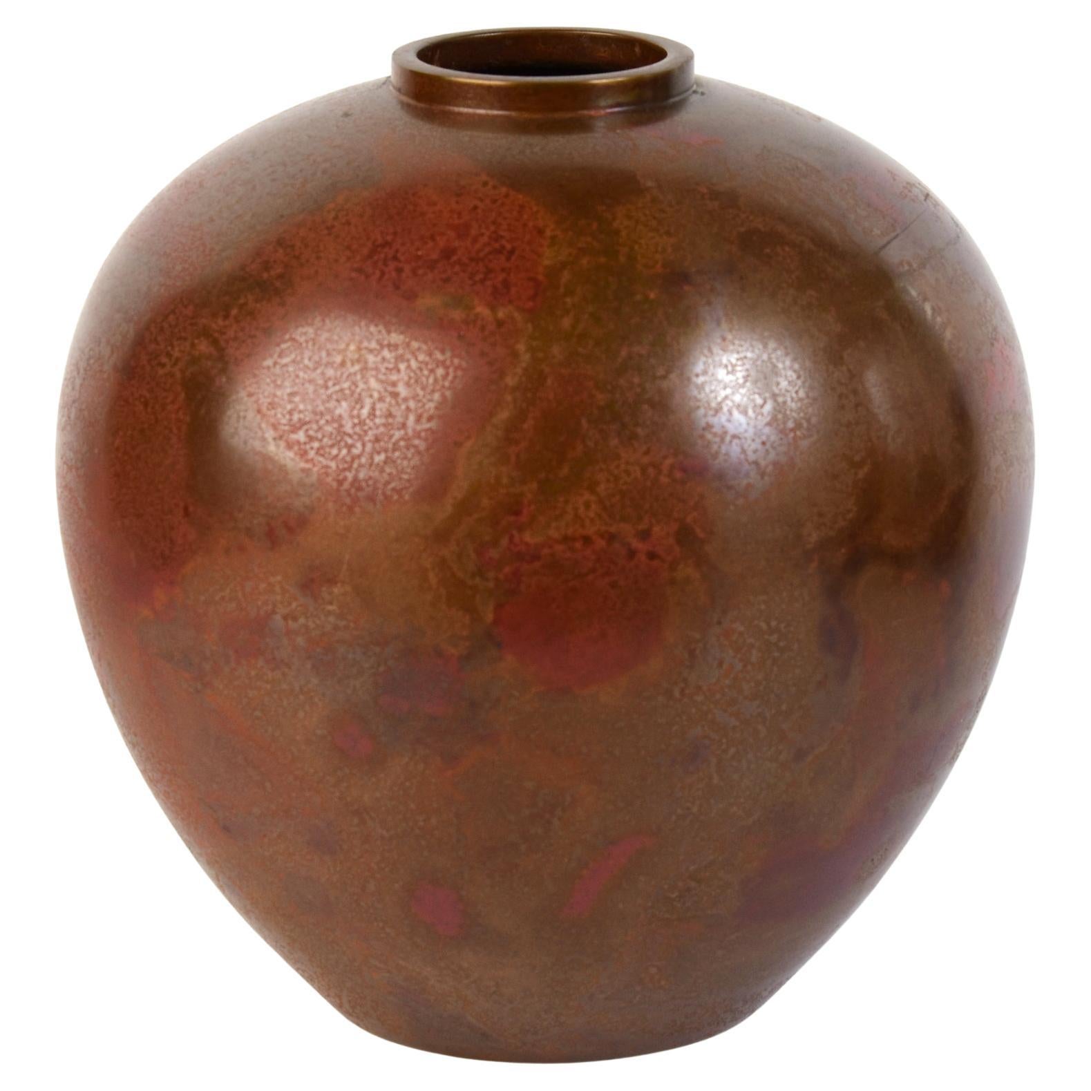 Vaso in bronzo giapponese Showa dei primi del Novecento con firma dell
artista