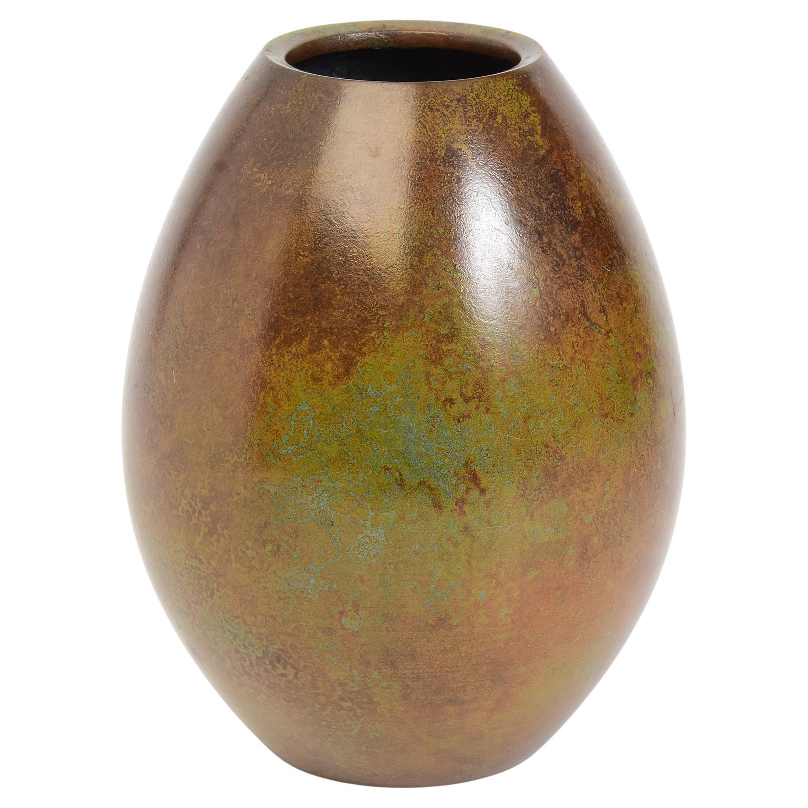 Early 20th Century, Showa, Japanese Bronze Vase with Artist Sign