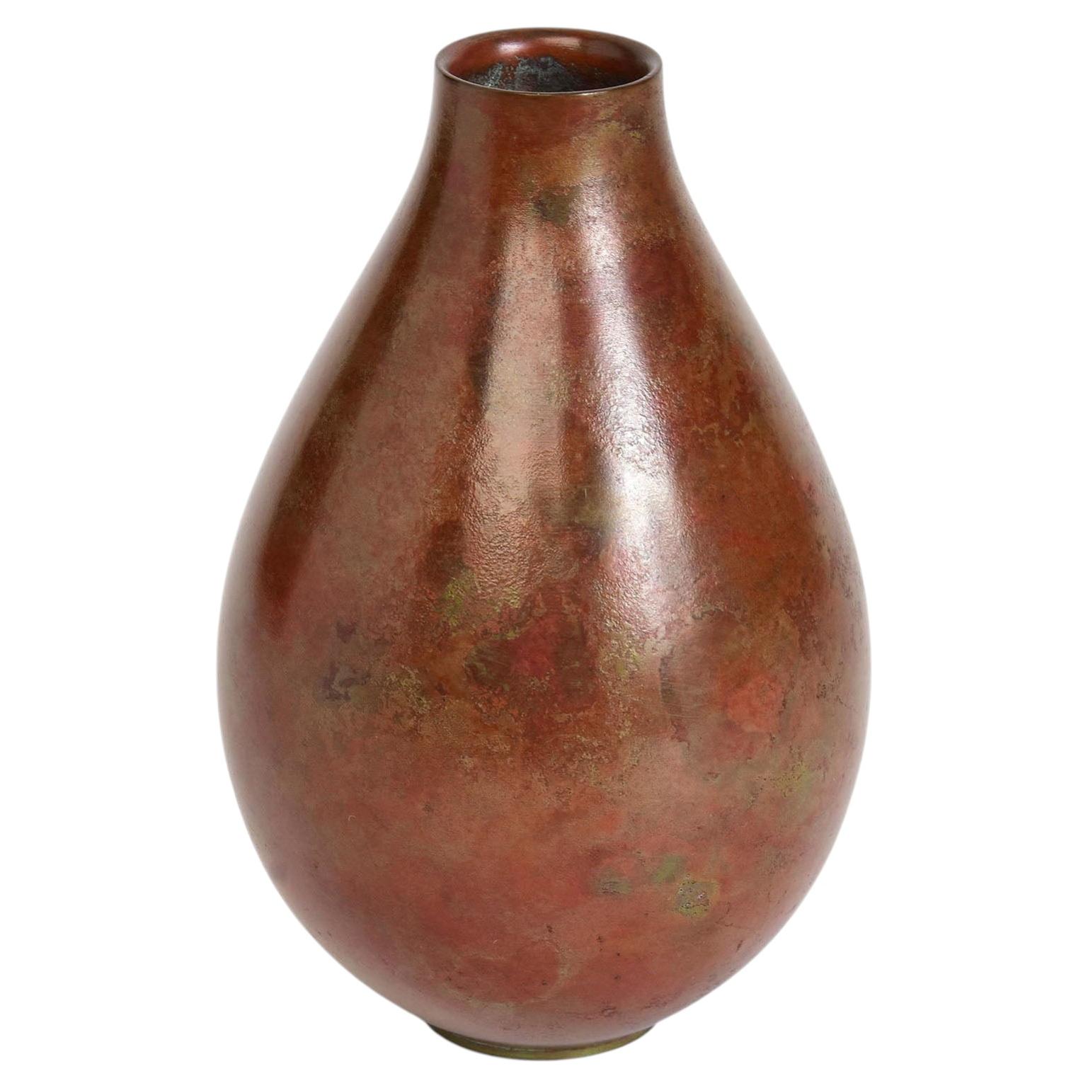 Early 20th Century, Showa, Japanese Bronze Vase with Artist Sign