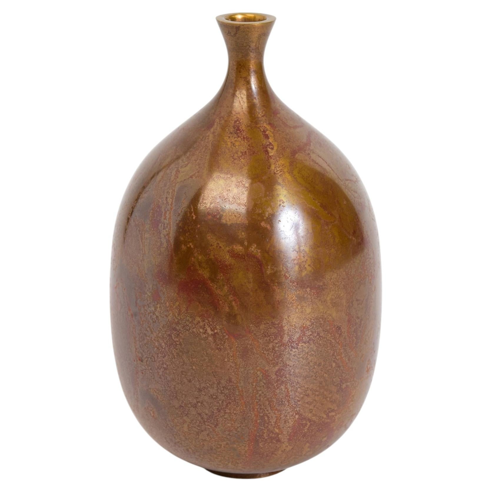 Early 20th Century, Showa, Japanese Bronze Vase with Artist Sign