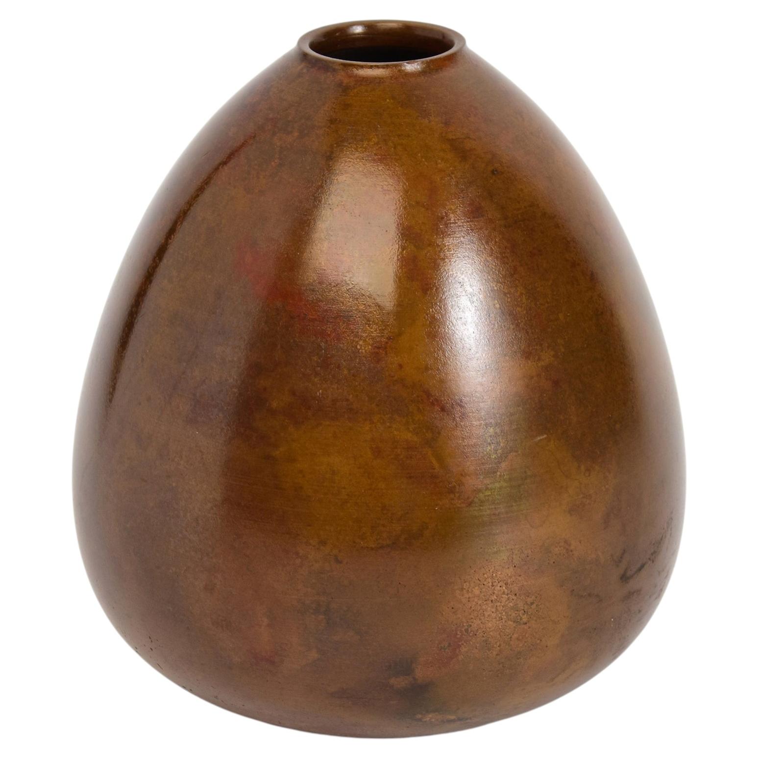 Early 20th Century, Showa, Japanese Bronze Vase with Artist Sign