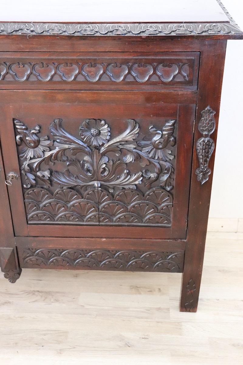 Early 20th Century Sideboard or Buffet in Carved Beech Wood For Sale 1