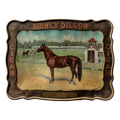 Antique Early 20th Century Sidney Dillon Cigars Self-Framed Tin Litho Advertising Sign