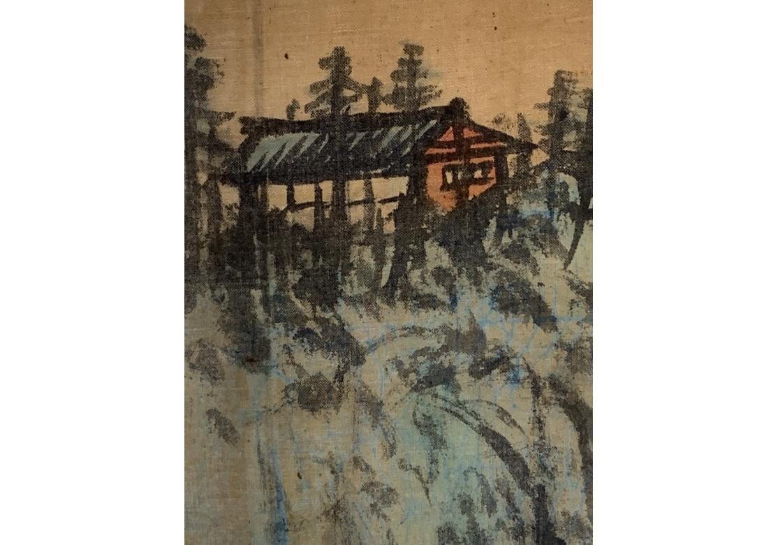 Peinture chinoise en batik signée et encadrée du début du 20e siècle en vente 3