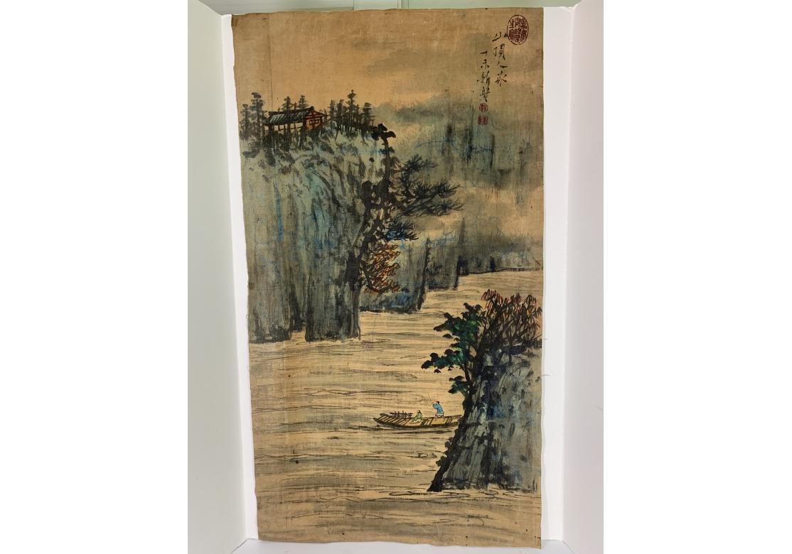 Peinture chinoise en batik signée et encadrée du début du 20e siècle en vente 5