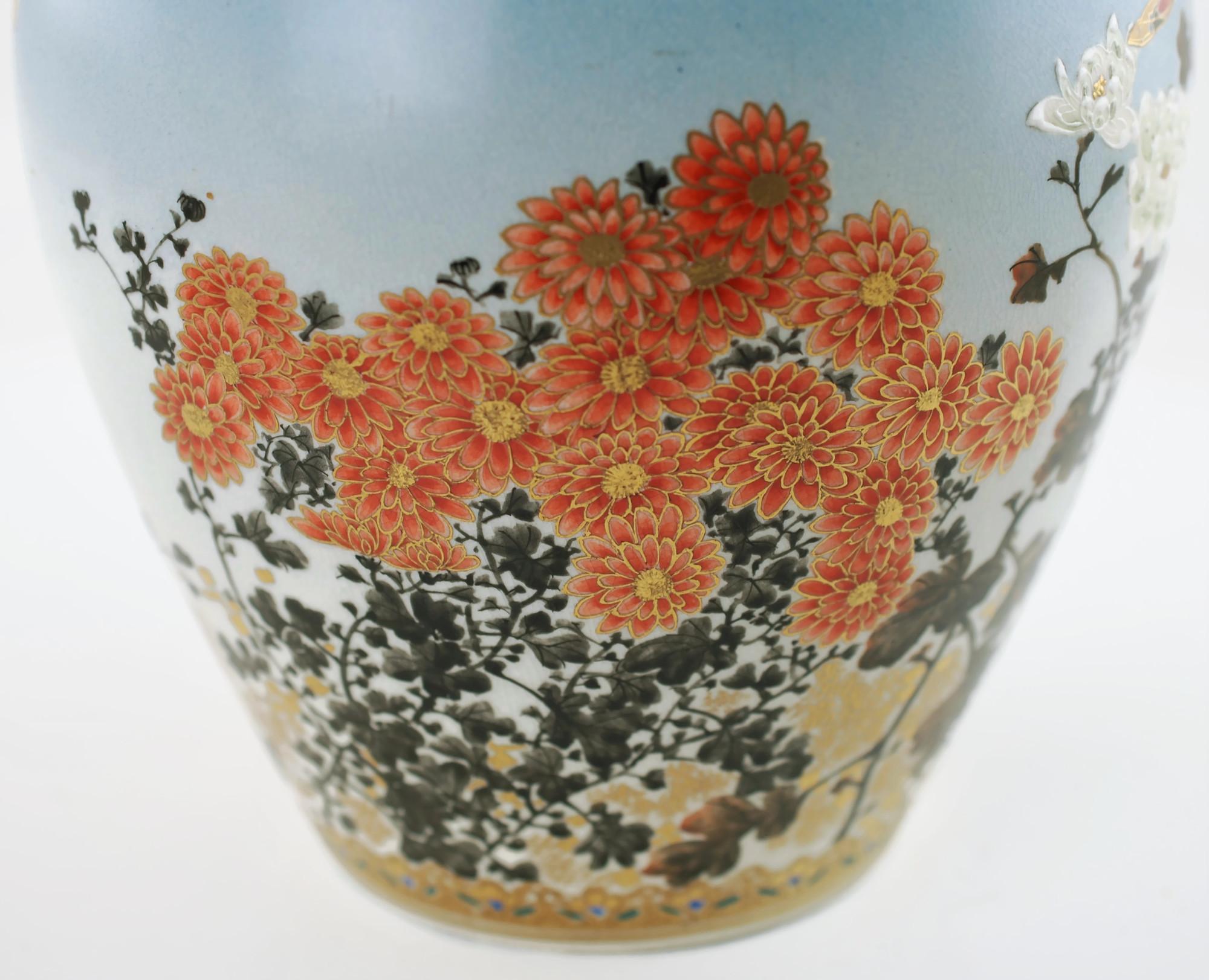Ceramic Late 19th Century Signed Japanese Hand Painted Satsuma Temple Jar Meiji Period For Sale