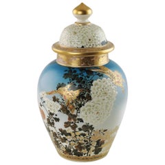 Retro Late 19th Century Signed Japanese Hand Painted Satsuma Temple Jar Meiji Period