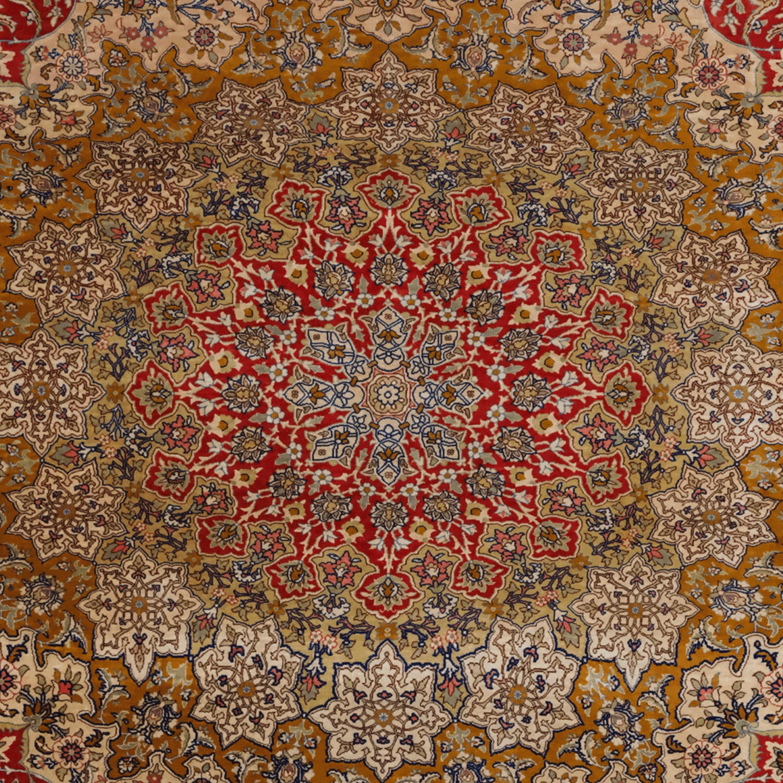 Turco Tappeto Hereke in seta firmato dei primi del Novecento in vendita