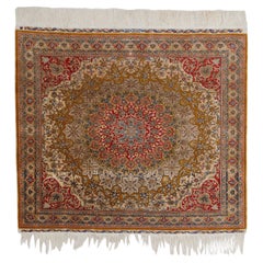 Early 20th Century Signed Silk Hereke Rug