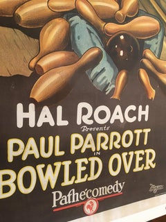 Early 20th Century Silent Film Poster, 'Bowled Over', Black & White Comedy, 1923