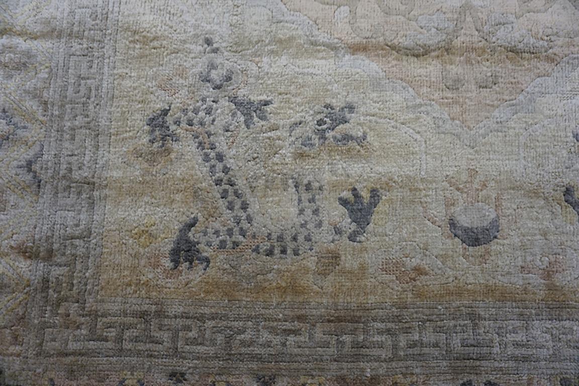 Late 20th Century Early 20th Century Silk Chinese Dragon Carpet ( 4'2