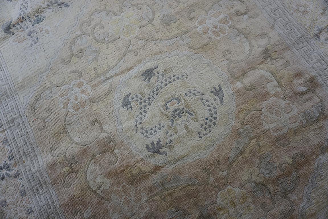 Early 20th Century Silk Chinese Dragon Carpet ( 4'2