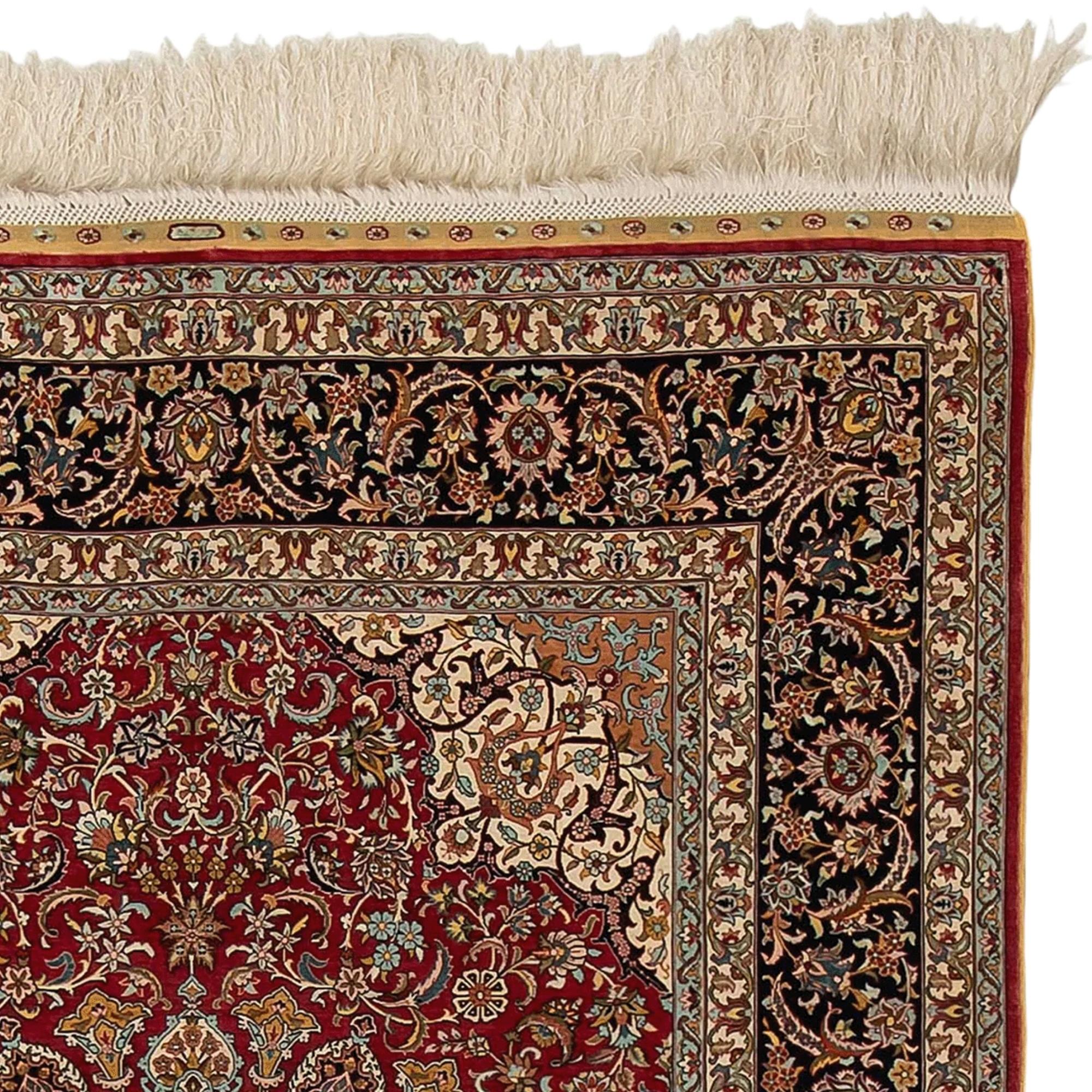Hand-Woven Early 20th Century Silk Hereke Rug For Sale