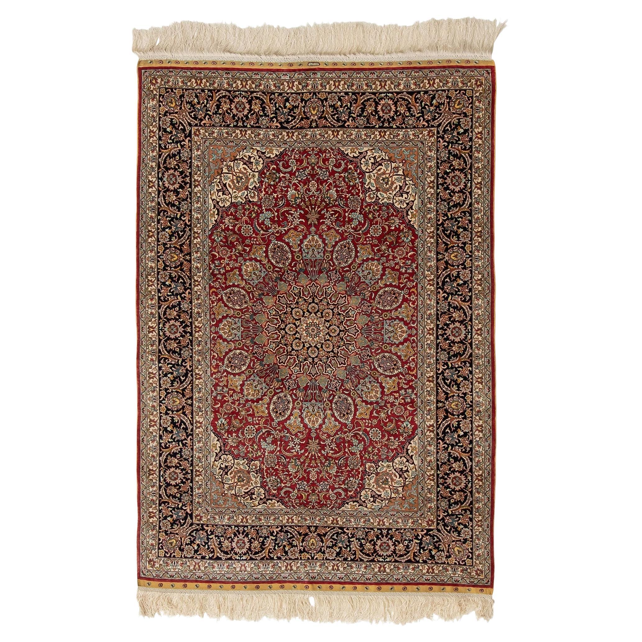 Early 20th Century Silk Hereke Rug