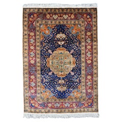Early 20th Century Silk Hereke Rug - Vintage Silk Area Rug