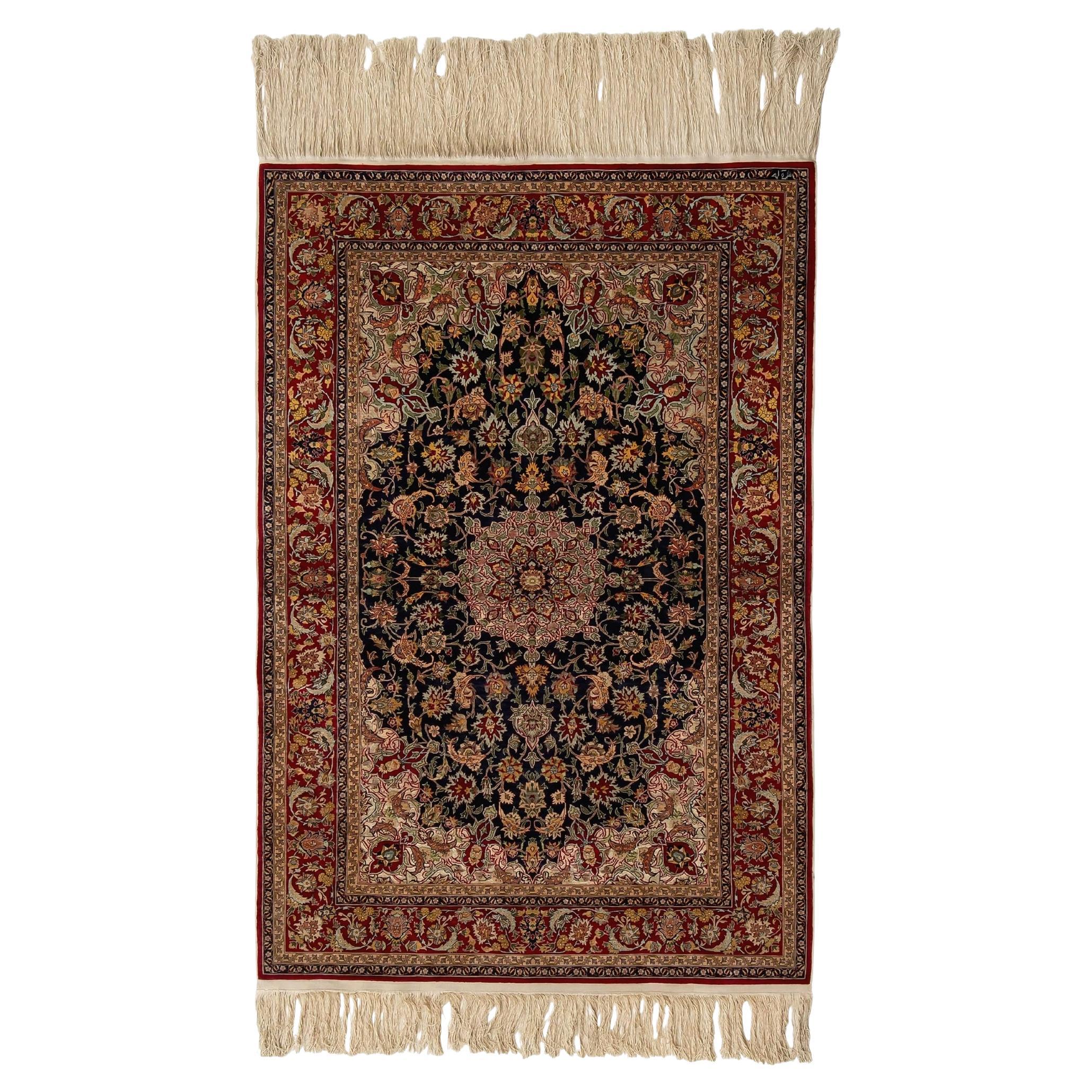 Early 20th Century Silk Hereke Rug - Vintage Turkish Silk Rug, Silk Hereke Rug