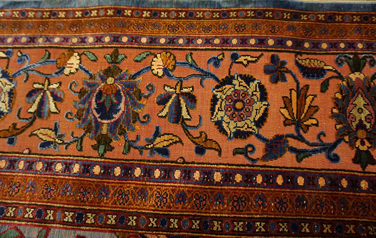 Early 20th Century Silk & Metallic Thread Persian Kashan Carpet 4' 6
