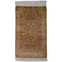 Early 20th Century Silk&Metal Hereke Rug
