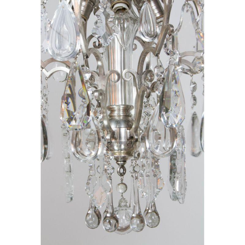 Early 20th Century Silver and Crystal 8 Lights Chandelier For Sale 1
