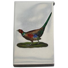 Early 20th Century Silver and Enamel Pheasant Vesta Case, Chester, 1913