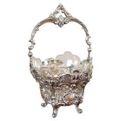 Early 20th Century Silver Basket with Glass Insert, France, 1901-1930