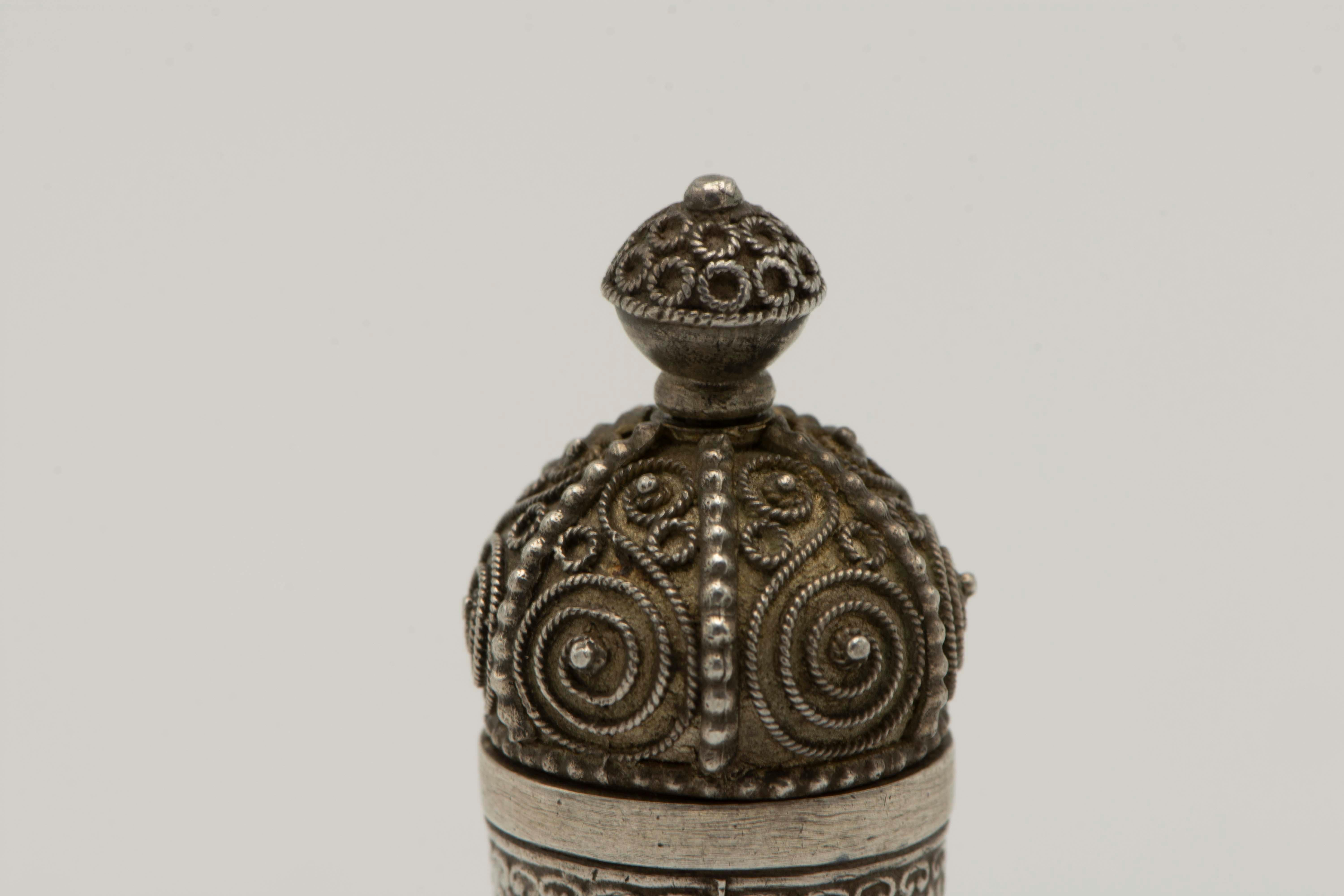 Hand-Crafted Early 20th Century Silver Megillah Case and Scroll by Bezalel School, Jerusalem