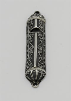 Early 20th Century Silver Mezuzah Case by Yehia Yemini, Bezalel School Jerusalem