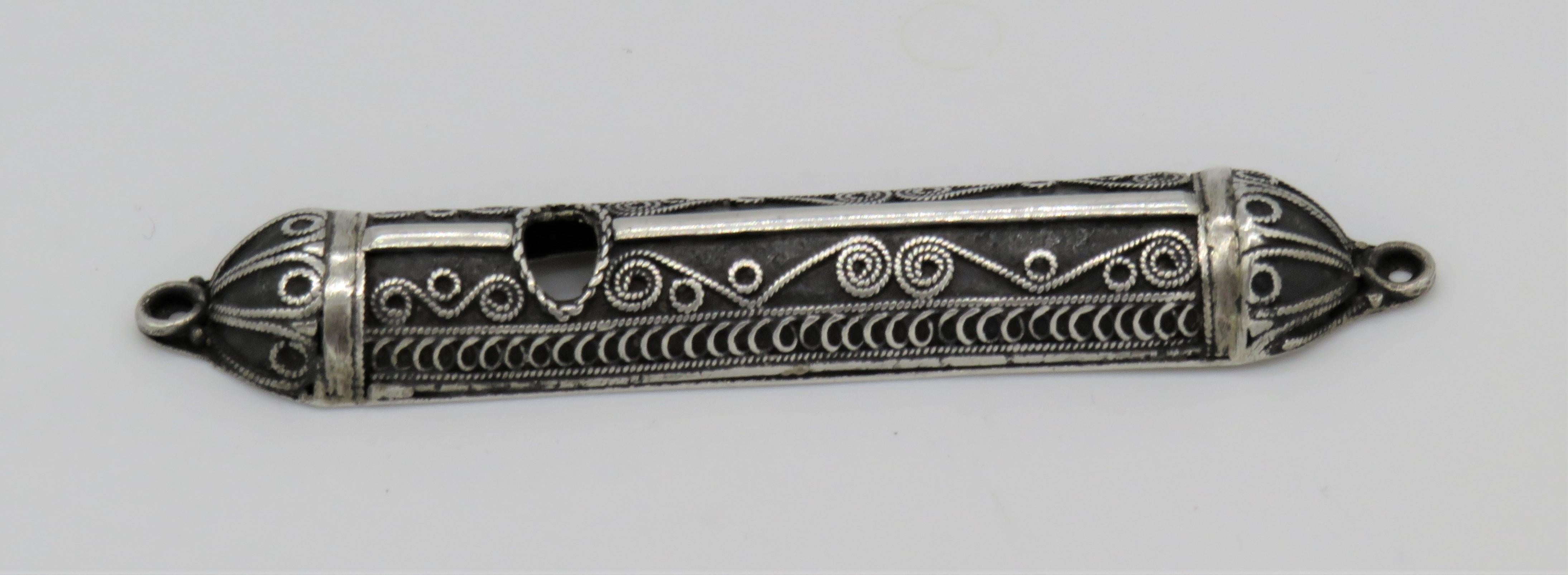 Israeli Early 20th Century Silver Mezuzah Case by Yehia Yemini, Bezalel School Jerusalem