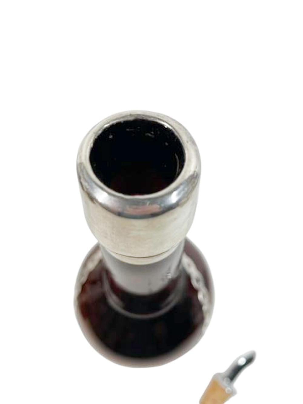 Sterling Silver Early 20th Century Silver Overlaid Back Bar Bottle w/Shield-Form 