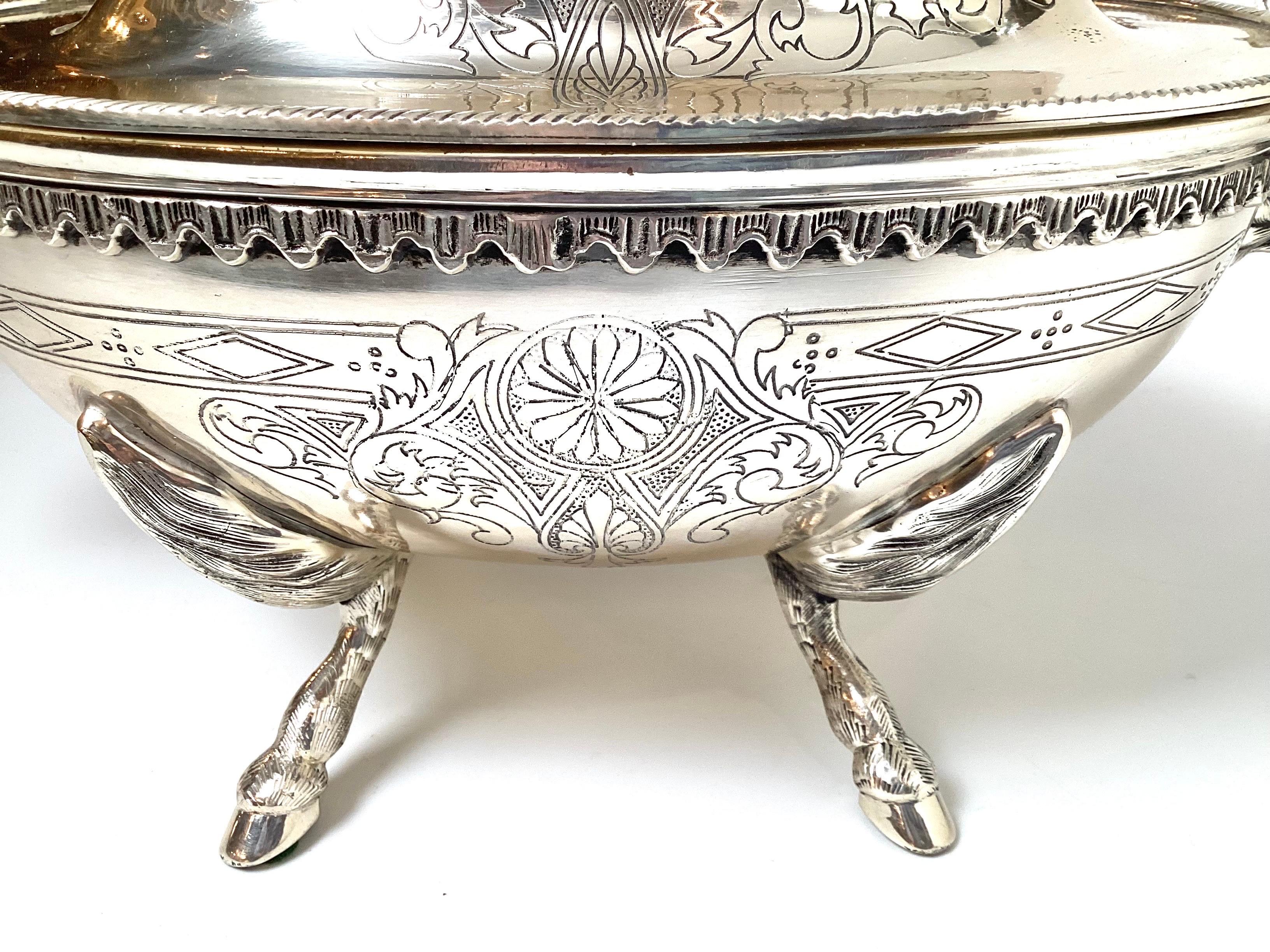 Early 20th Century Silver Plate Elk Motif Tureen For Sale 3