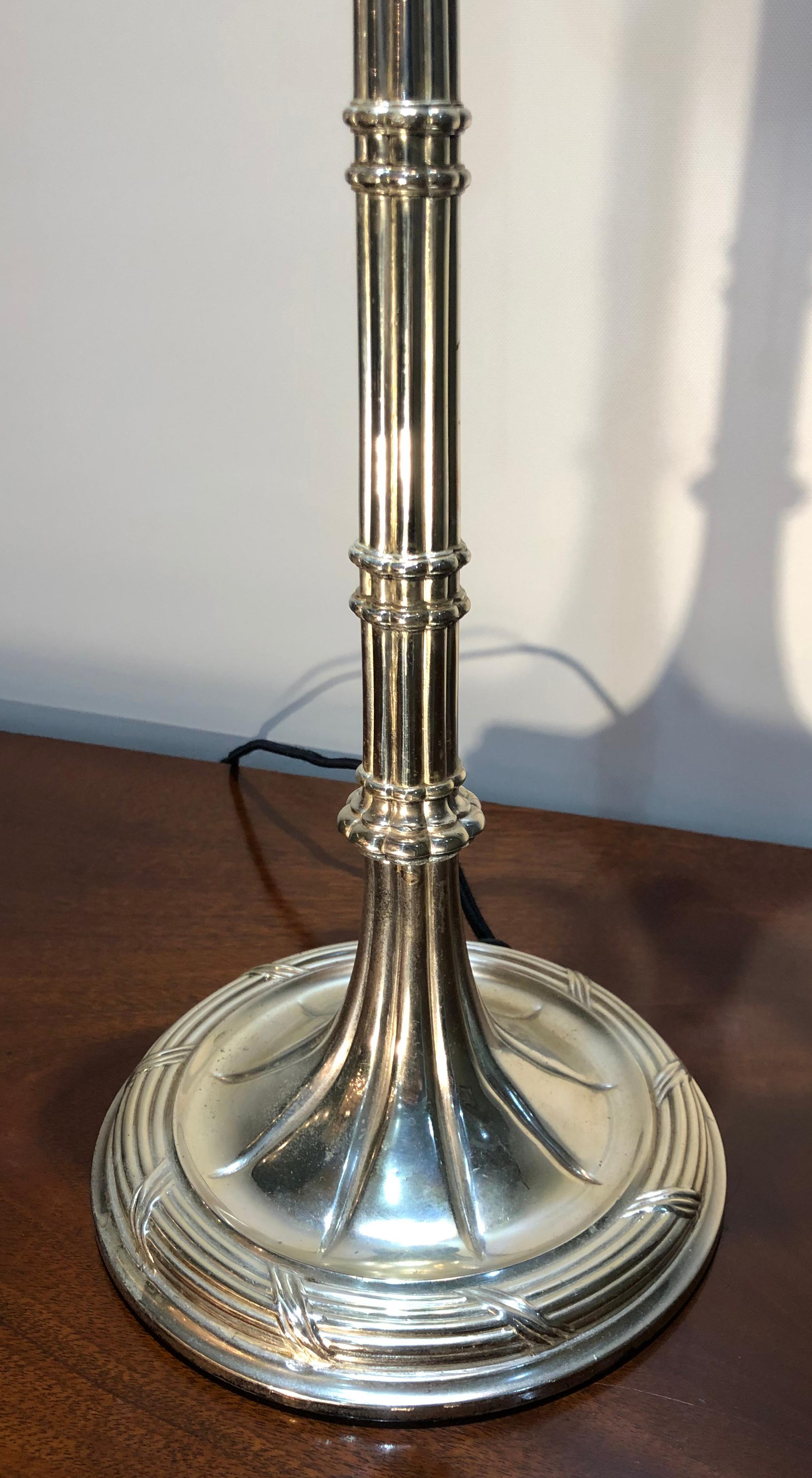 American Early 20th Century Silver Plate over Bronze Table Lamp