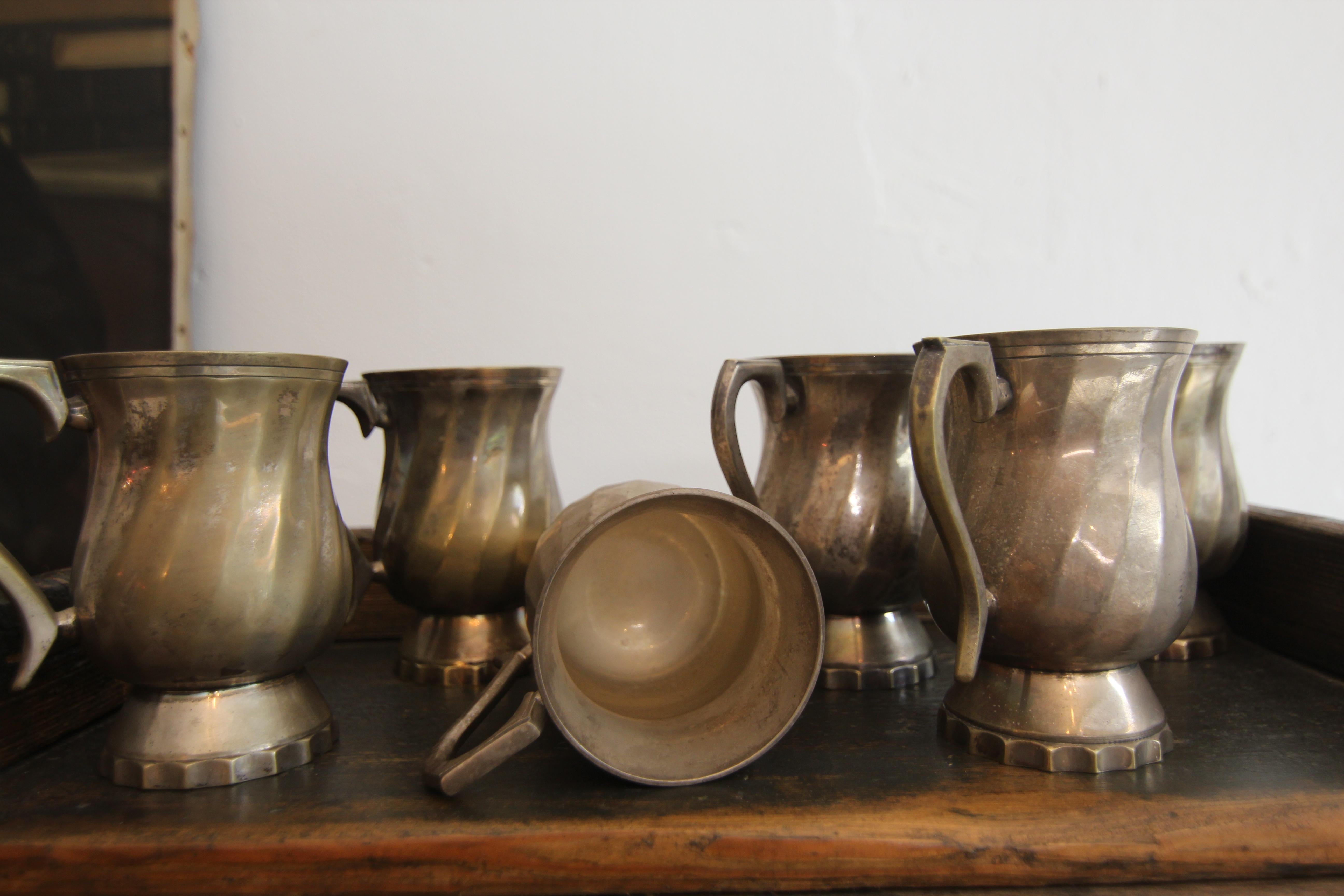 Tazze in ottone placcato argento dei primi del '900, set di 6 pezzi in vendita 12