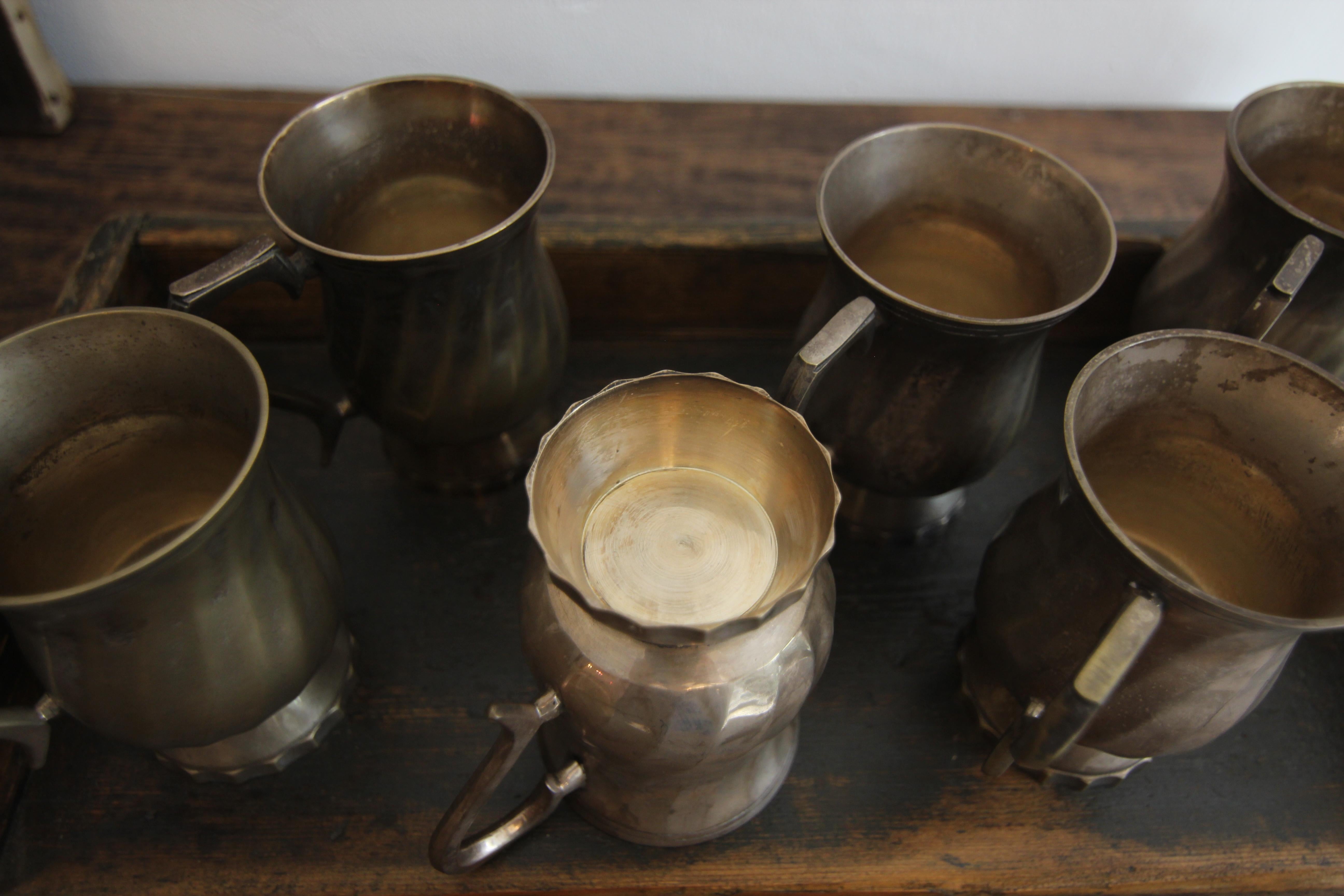 Tazze in ottone placcato argento dei primi del '900, set di 6 pezzi in vendita 13